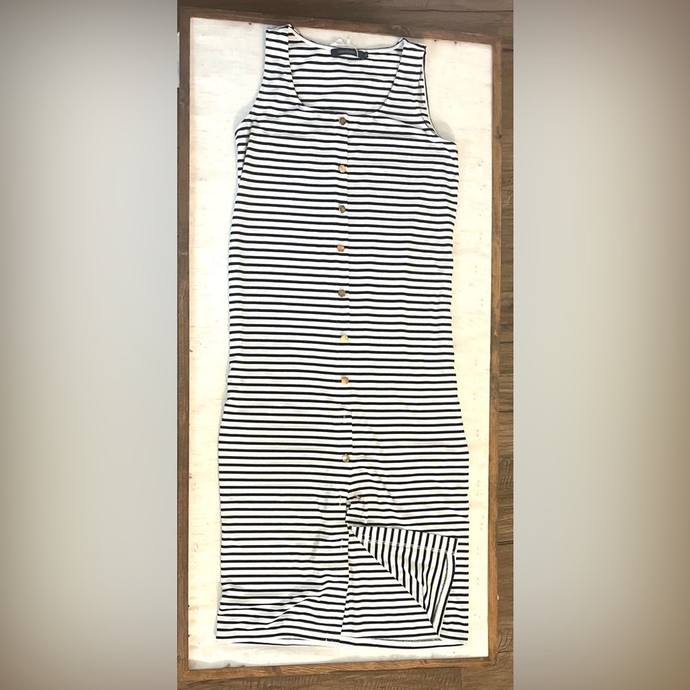 Striped Black and White Button-Down Skirt